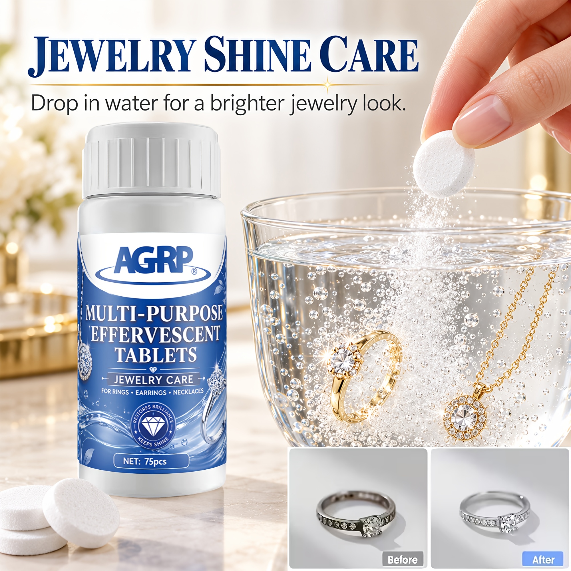 75-Count Pack of Jewelry Polishing Tablets, Luster Restorer